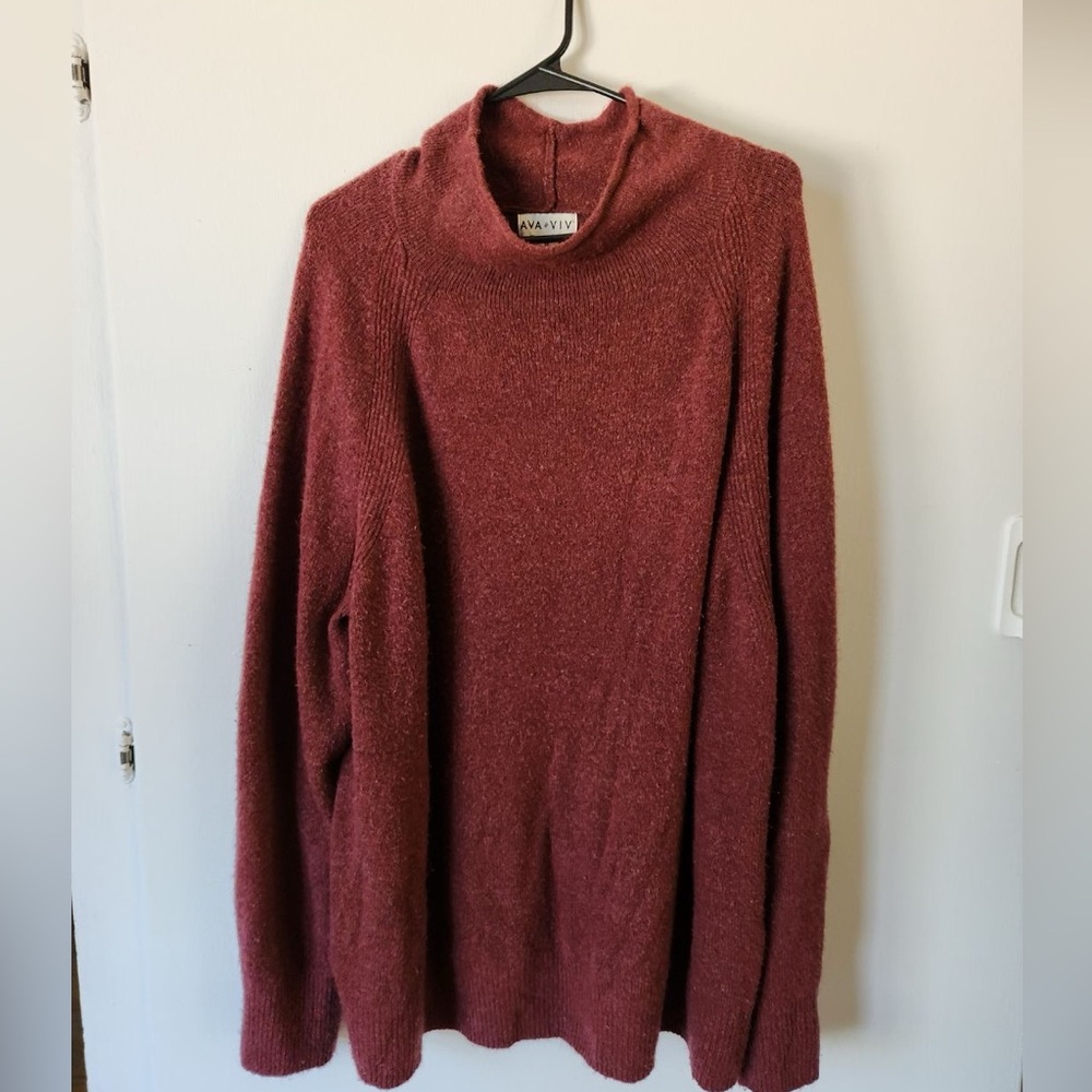 Ava & Viv Women's Plus Size Mock Turtleneck Pullover Sweater